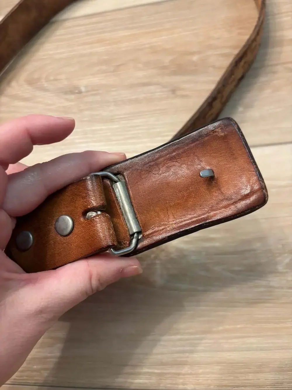 Vintage Fred Harvey Era Tooled Leather Belt with Turquoise